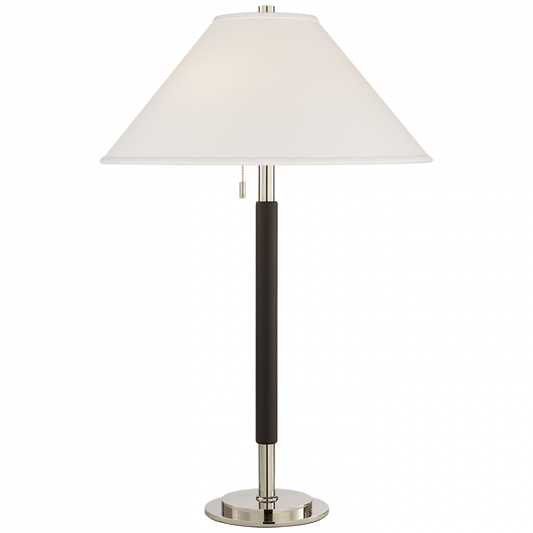Ralph Lauren Garner Table Lamp Polished Nickel and Chocolate Leather