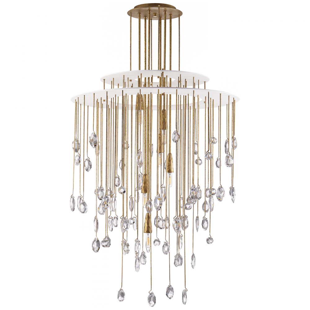 Ralph Lauren Hailee Medium Sculpted Chandelier Natural Brass and Plaster White