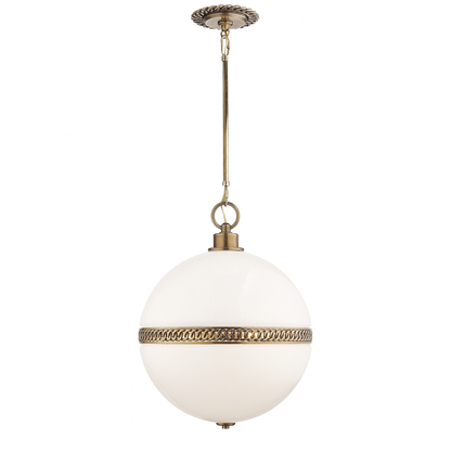 Hendricks Large Globe Pendant Natural Brass White Glass