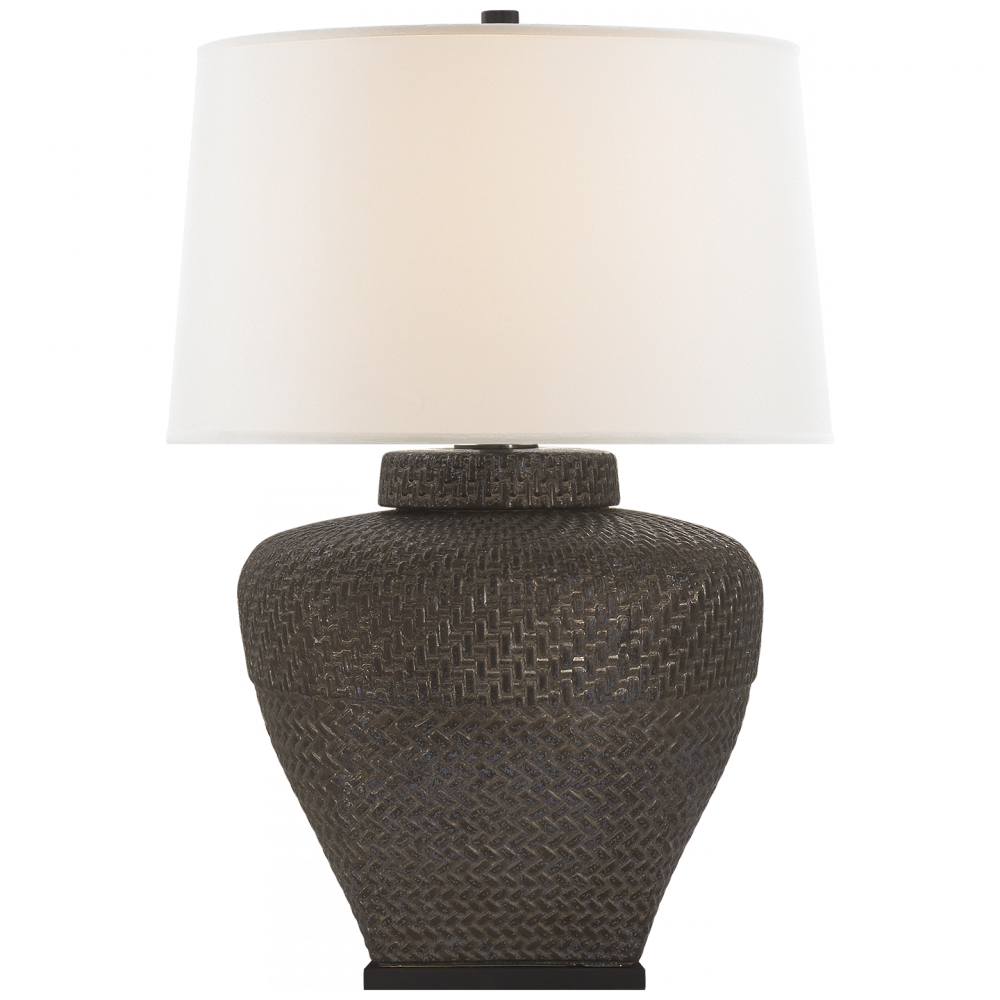 Ralph Lauren Isla Small Table Lamp White Leather Ceramic