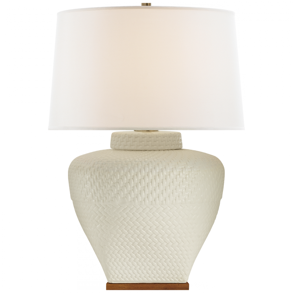 Ralph Lauren Isla Small Table Lamp - White Leather Ceramic
