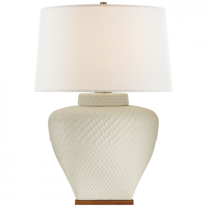 Ralph Lauren Isla Small Table Lamp - White Leather Ceramic