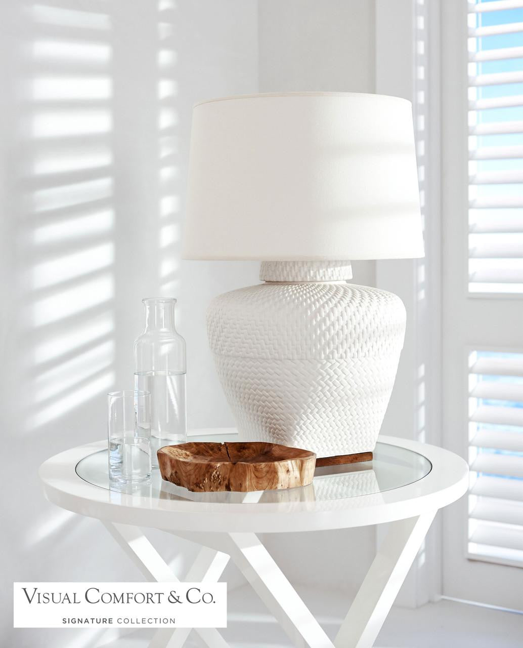 Ralph Lauren Isla Small Table Lamp - White Leather Ceramic