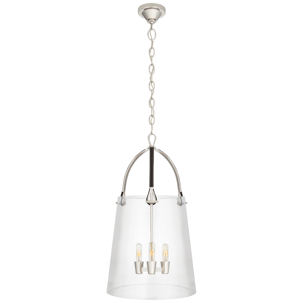 Ralph Lauren Julian Large Lantern Polished Nickel and Chocolate Leather