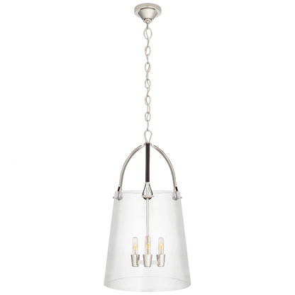 Ralph Lauren Julian Large Lantern Polished Nickel and Chocolate Leather