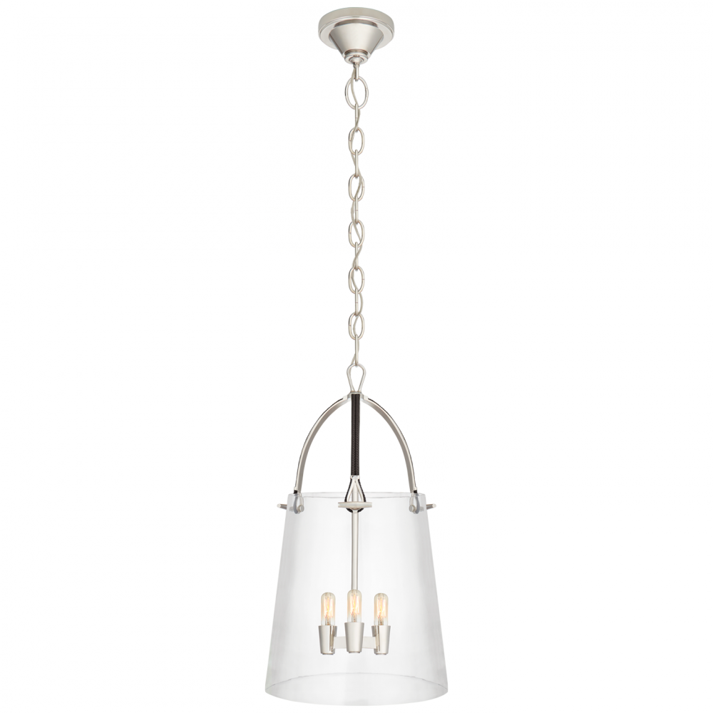 Ralph Lauren Julian Medium Lantern Polished Nickel and Chocolate Leather