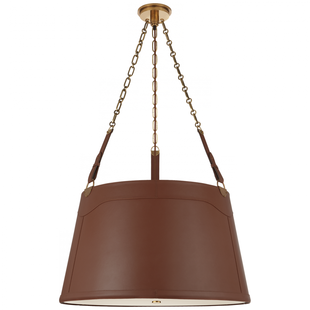 Ralph Lauren Karlie Large Hanging Shade Natural Brass and Saddle Leather
