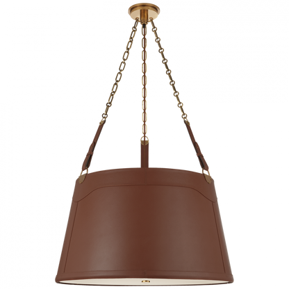 Ralph Lauren Karlie Large Hanging Shade Natural Brass and Saddle Leather