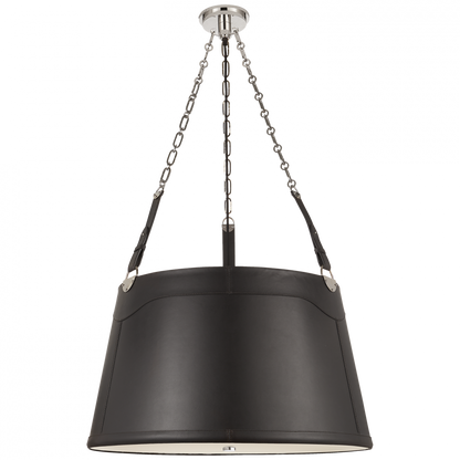 Ralph Lauren Karlie Large Hanging Shade Polished Nickel and Chocolate Leather