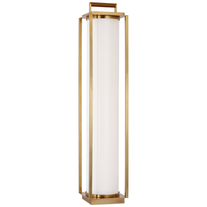 Ralph Lauren Northport LED Floor Lantern Natural Brass and Teak