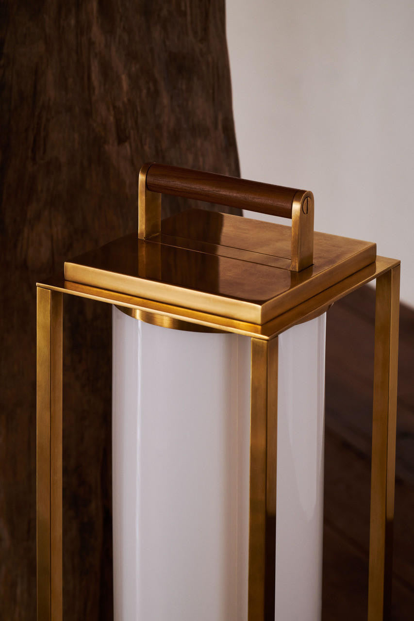 Ralph Lauren Northport LED Floor Lantern Bronze and Teak