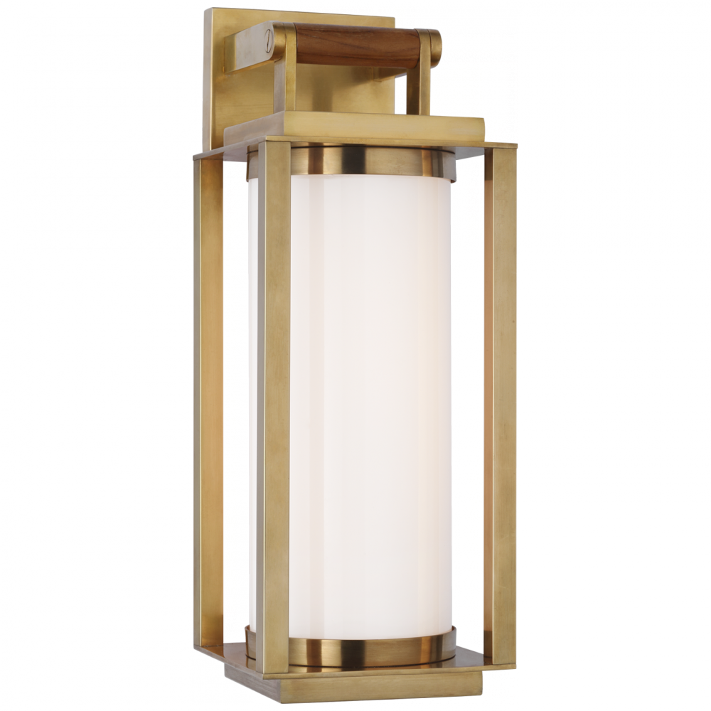 Ralph Lauren Northport Medium Bracketed LED Wall Lantern Natural Brass and Teak
