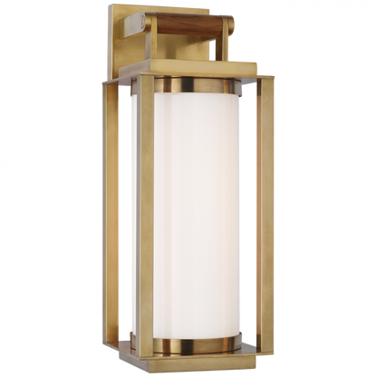 Ralph Lauren Northport Medium Bracketed LED Wall Lantern Natural Brass and Teak