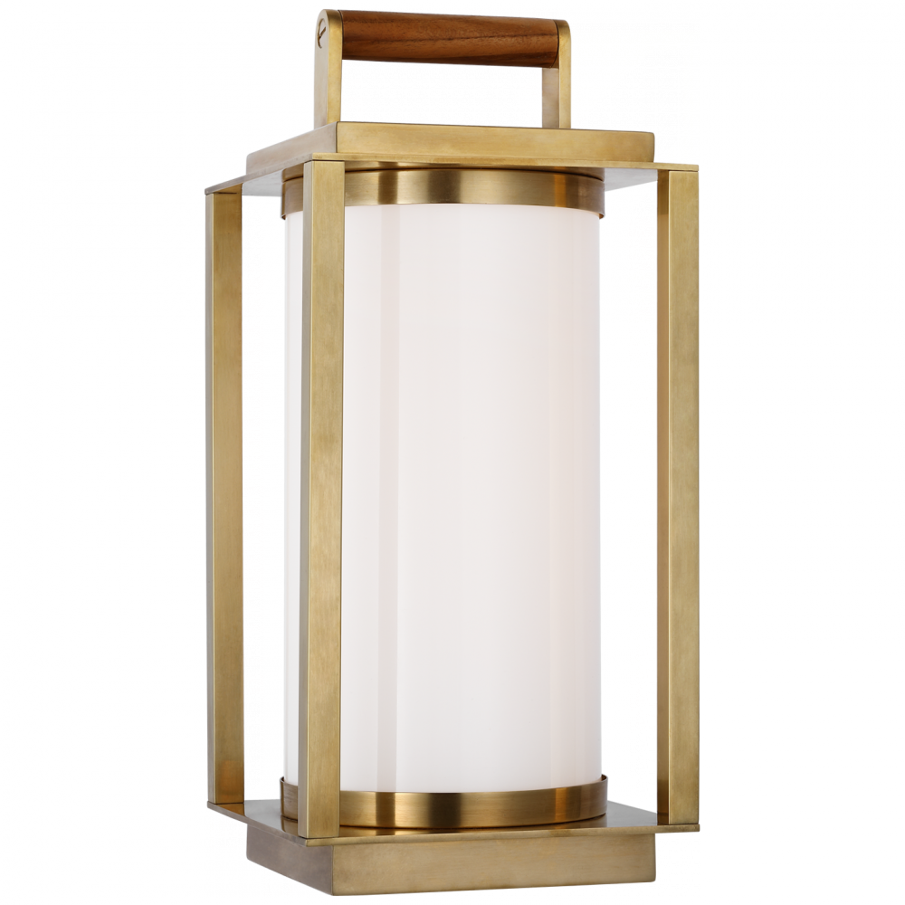 Ralph Lauren Northport Small LED Table Lantern Natural Brass and Teak