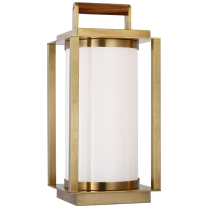 Ralph Lauren Northport Small LED Table Lantern Natural Brass and Teak