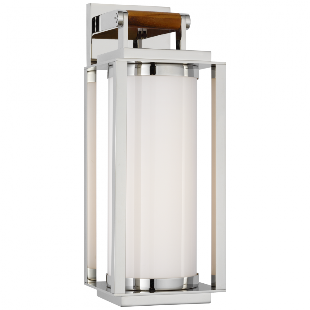 Ralph Lauren Northport Medium Bracketed LED Wall Lantern Polished Nickel and Teak