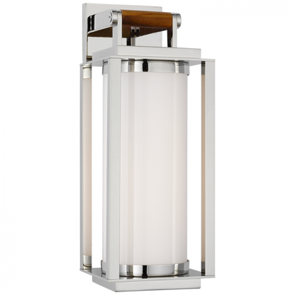 Ralph Lauren Northport Medium Bracketed LED Wall Lantern Polished Nickel and Teak