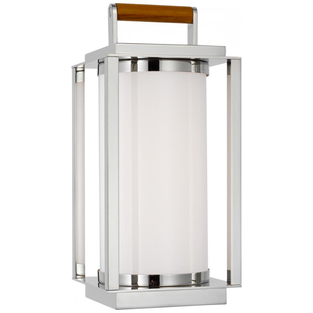 Ralph Lauren Northport Small LED Table Lantern Polished Nickel and Teak