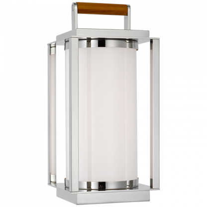 Ralph Lauren Northport Small LED Table Lantern Polished Nickel and Teak