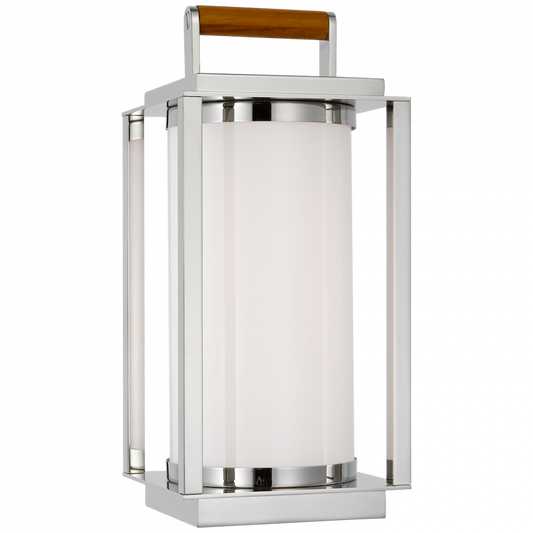 Ralph Lauren Northport Small LED Table Lantern Polished Nickel and Teak