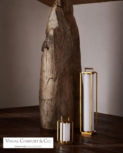 Ralph Lauren Northport Small Table Lantern - Natural Brass and Teak