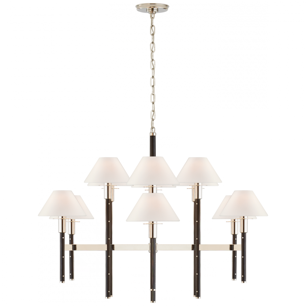 Ralph Lauren Radford Large Two Tier Chandelier Polished Nickel and Black Ebony