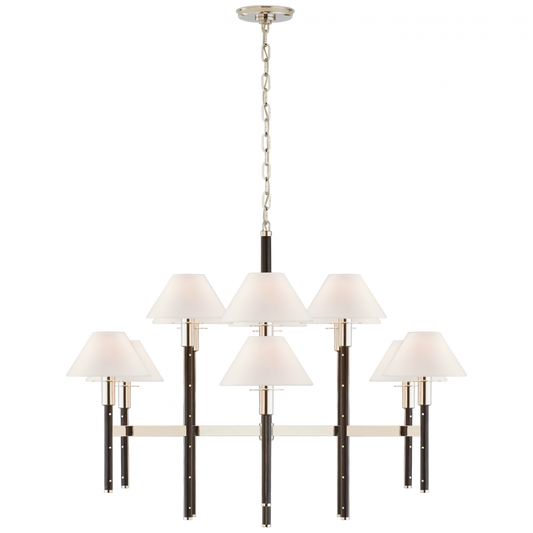 Ralph Lauren Radford Large Two Tier Chandelier Polished Nickel and Black Ebony