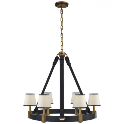 Ralph Lauren Riley Medium Ring Chandelier Natural Brass and Navy Leather