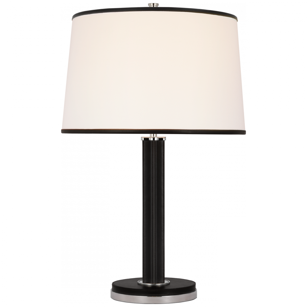 Ralph Lauren Riley Medium Table Lamp Polished Nickel and Chocolate Leather