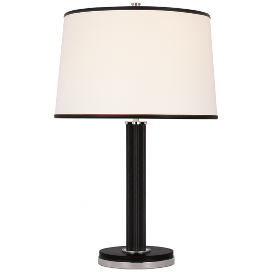 Ralph Lauren Riley Medium Table Lamp Polished Nickel and Chocolate Leather