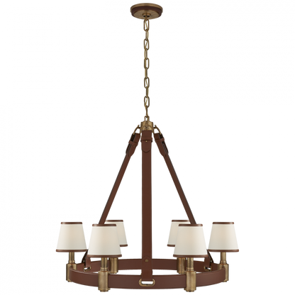 Ralph Lauren Riley Medium Ring Chandelier Natural Brass and Saddle Leather