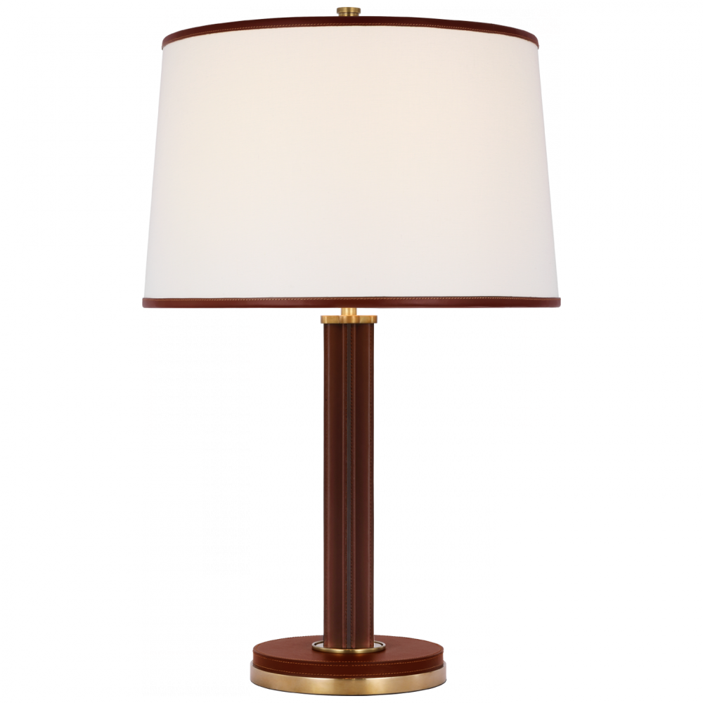 Ralph Lauren Riley Medium Table Lamp Natural Brass and Saddle Leather