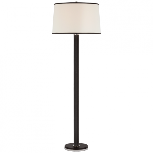Ralph Lauren Riley Large Floor Lamp Polished Nickel and Chocolate Leather