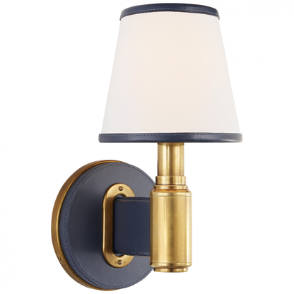 Ralph Lauren Riley Single Sconce Natural Brass and Navy Leather