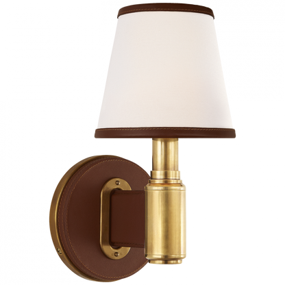 Ralph Lauren Riley Single Sconce Natural Brass and Saddle Leather