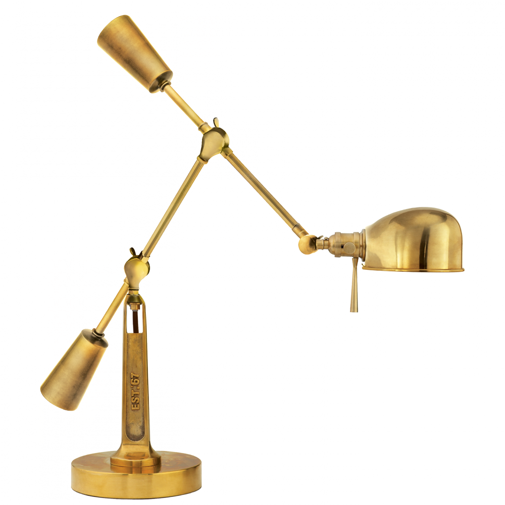 Ralph Lauren RL '67 Boom Arm Desk Lamp Natural Brass