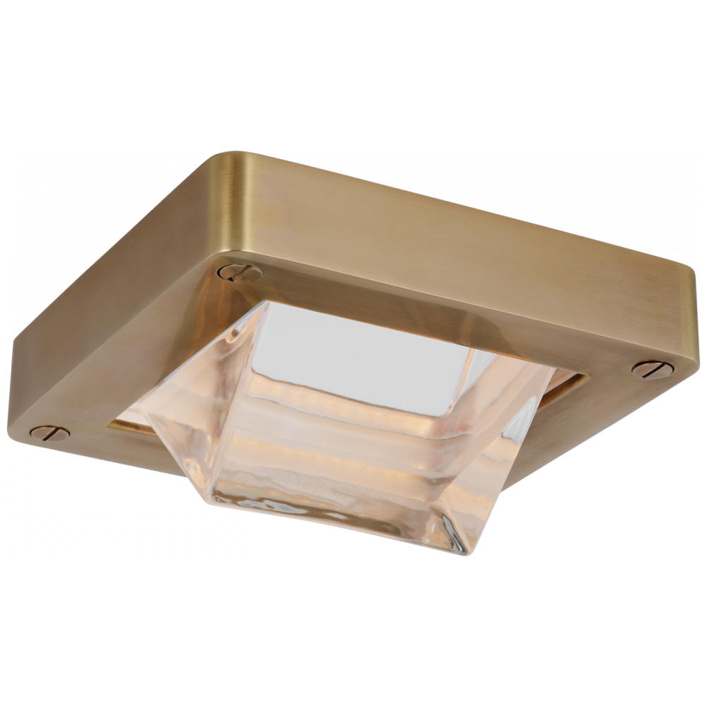 Ralph Lauren Rolland 5-in Solitaire LED Flush Mount Natural Brass and Clear Glass