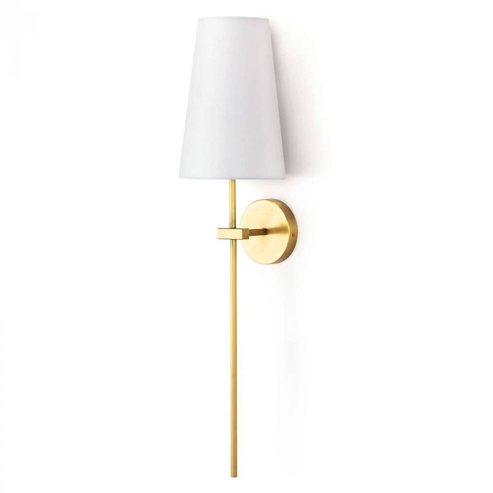 Regina Andrew Toni Wall Sconce, 1-Light, Natural Brass, Linen Shade, 32"H (15-1152 50502P5) Brass