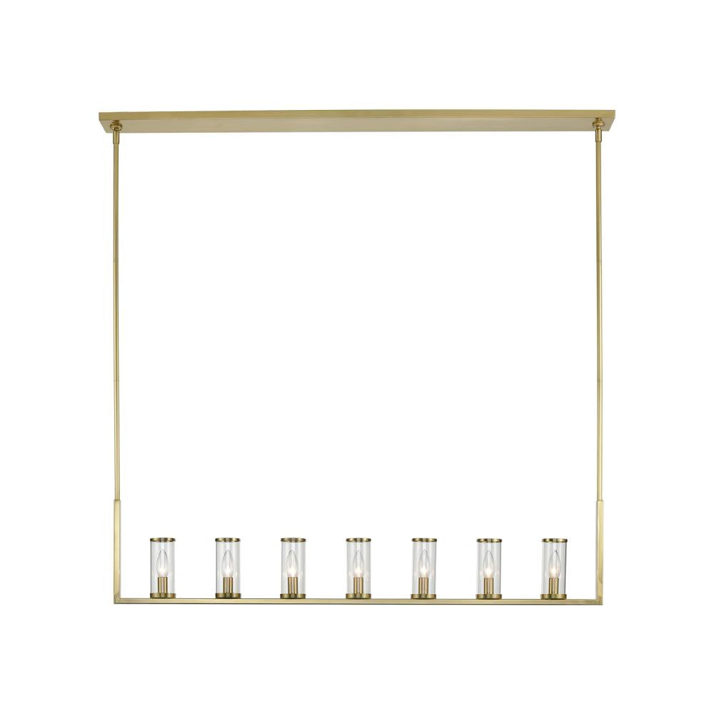 Alora Lighting Revolve 7 Light Linear Chandelier Natural Brass