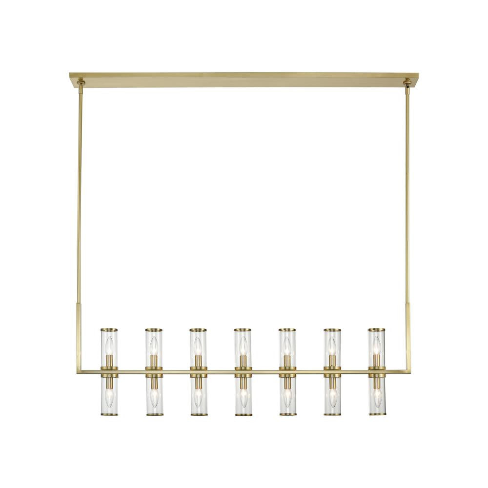 Alora Lighting Revolve 14 Light Linear Chandelier Natural Brass