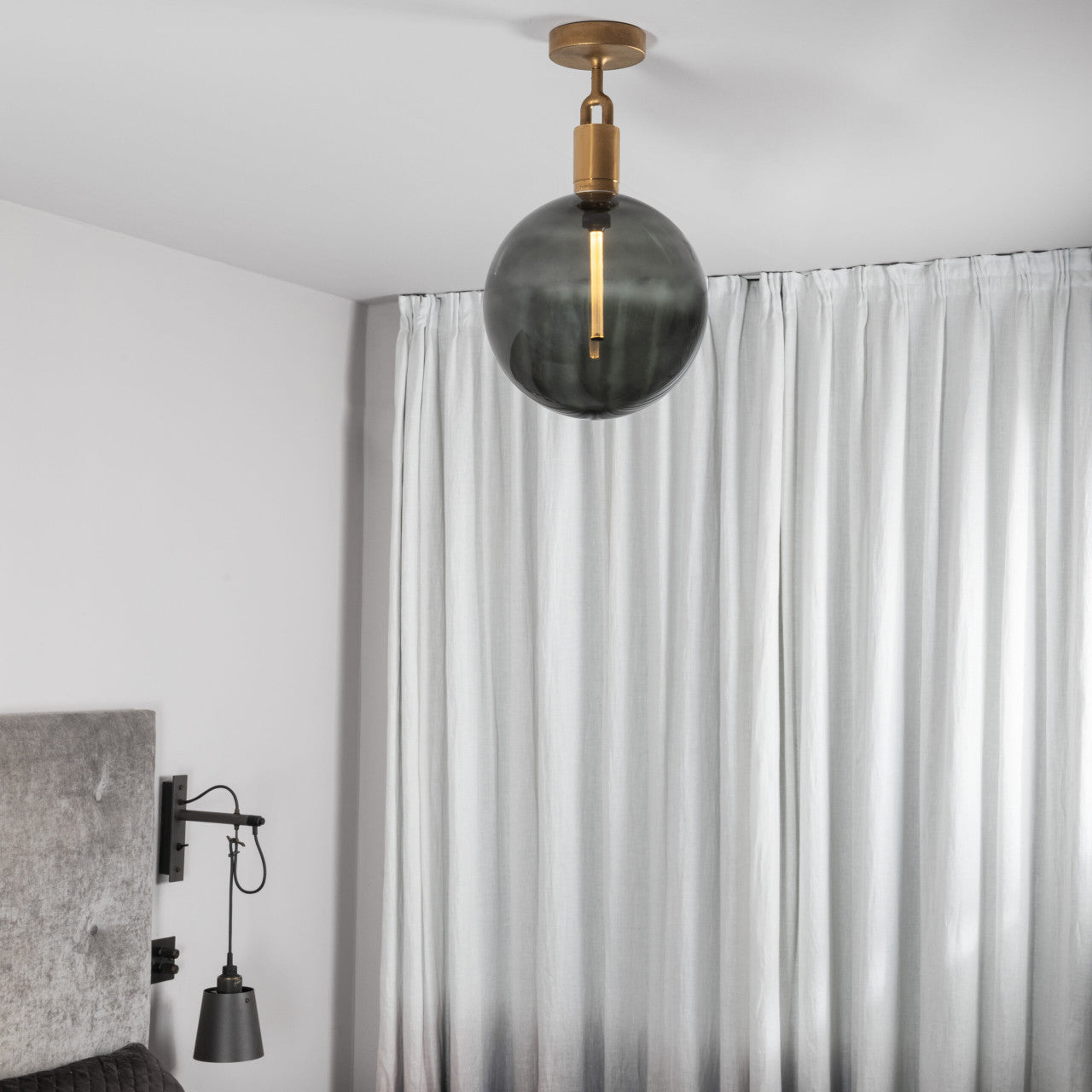 Buster + Punch Forked Ceiling, Globe, Smoked, Large, Brass