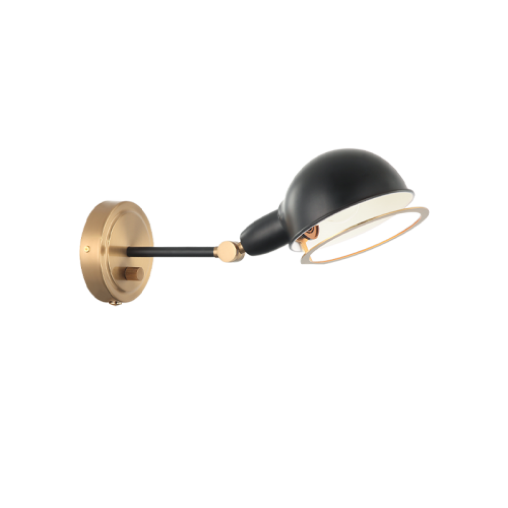 Matteo Lighting Blare Wall Sconce Aged Brass, Black