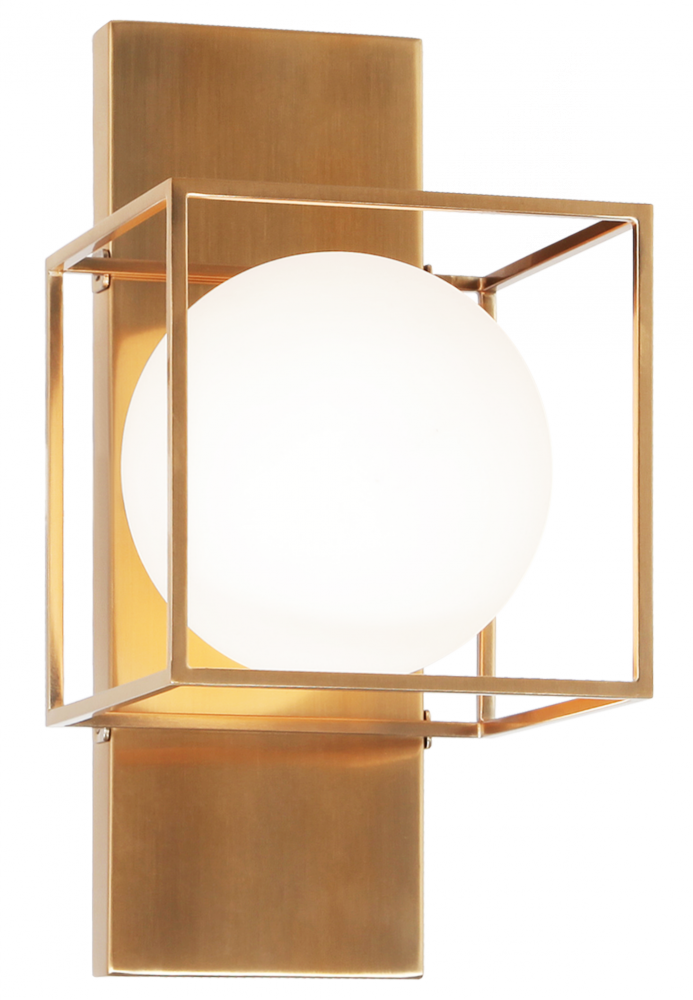 Matteo Lighting Squircle 14-in Middle Wall Sconce Brass, Aged Brass