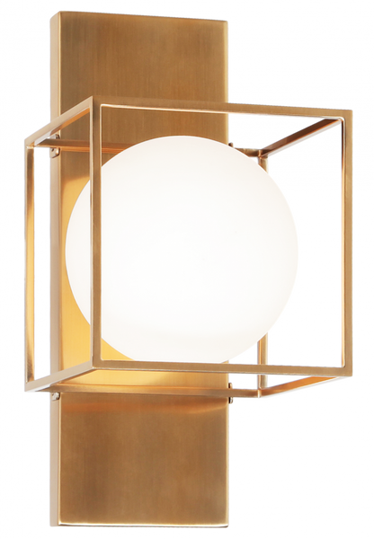Matteo Lighting Squircle 14-in Middle Wall Sconce Brass, Aged Brass