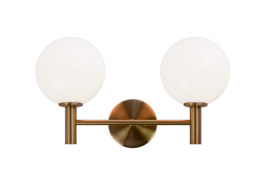Matteo Lighting Cosmo Wall Sconce in Aged Gold Brass with Opal Glass, 17"W (S06002AGOP)