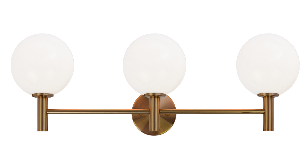 Matteo Lighting Cosmo 3-Light Vanity Brass, Aged Brass