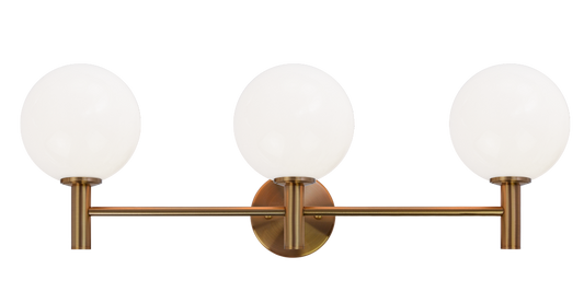 Matteo Lighting Cosmo Wall Sconce in Aged Gold Brass with Opal Glass, 26"W (S06003AGOP)