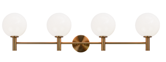 Matteo Lighting Cosmo Wall Sconce in Aged Gold Brass with Opal Glass, 36"W (S06004AGOP)
