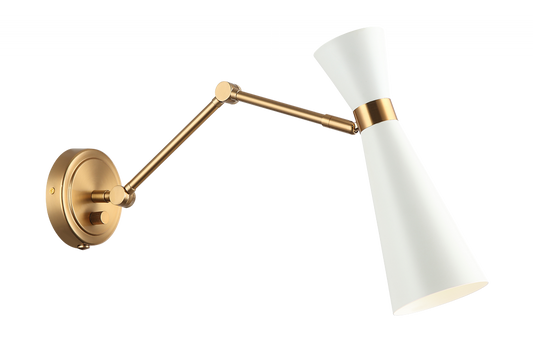 Matteo Lighting Blaze Adjustable 1-Light Wall Sconce in White, 4.75"W (S09621AGWH)