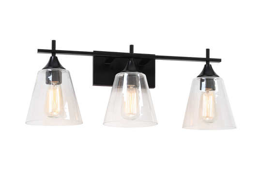 Matteo Lighting Hollis 3-Light Bath Bar in Black, 25"W (S09803BK)